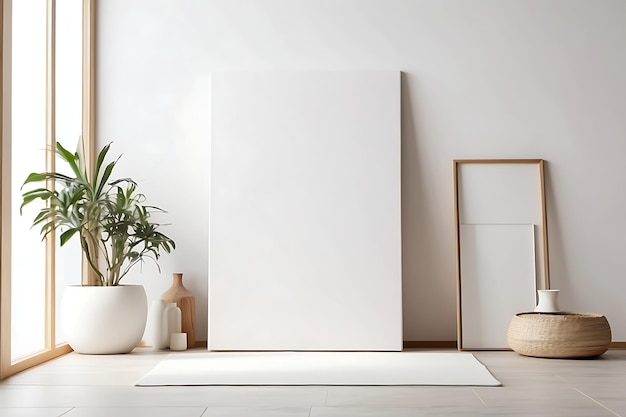 Blank Canvas Mock up poster frame in modern interior