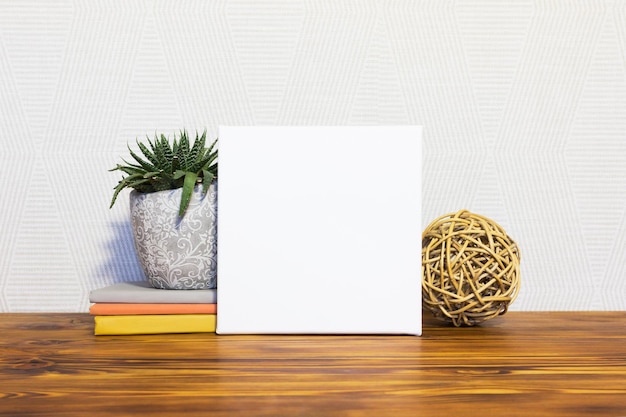 Photo blank canvas mockup poster frame