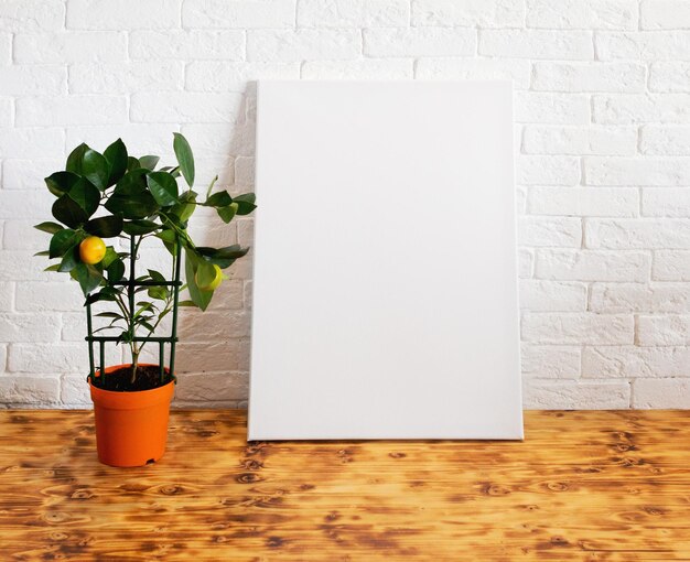 Blank canvas or mockup poster frame