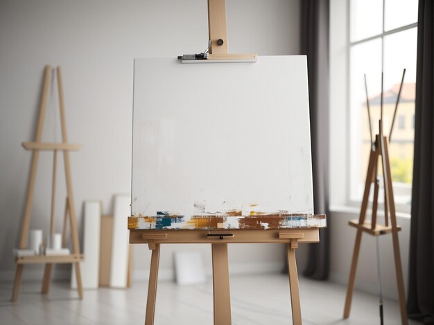 Blank Canvas on Easel Waiting Artistic Creation Foto