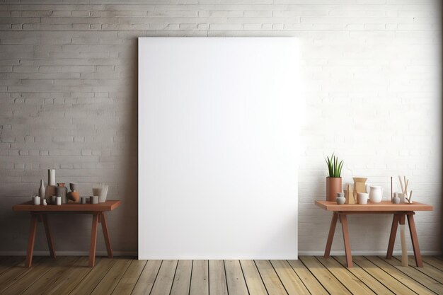 Photo a blank canvas ready for mock up artwork