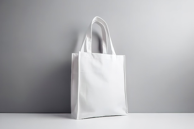 Blank canvas tote bag mockup in white eco friendly design with copy space Concepts for zero waste movement of shopping bags