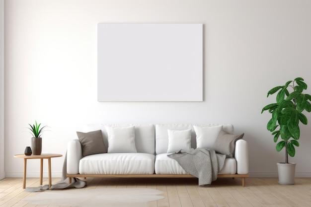 Blank Canvas Wall Art Mockup In Living Room