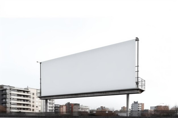 Blank Canvas White Empty Billboard Mockup on White Background
