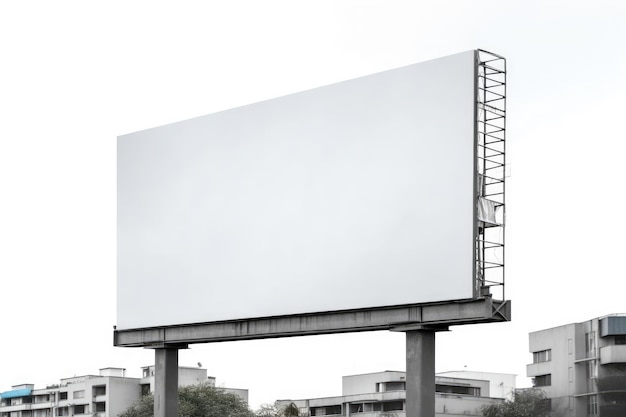 Blank Canvas White Empty Billboard Mockup on White Background