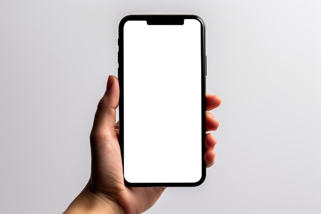 Foto smartphone a schermo bianco a tela vuota per applicazioni di design accattivante ai generativa