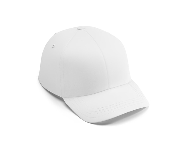 Blank Cap White Mockup Half Side View isolated on a White Background