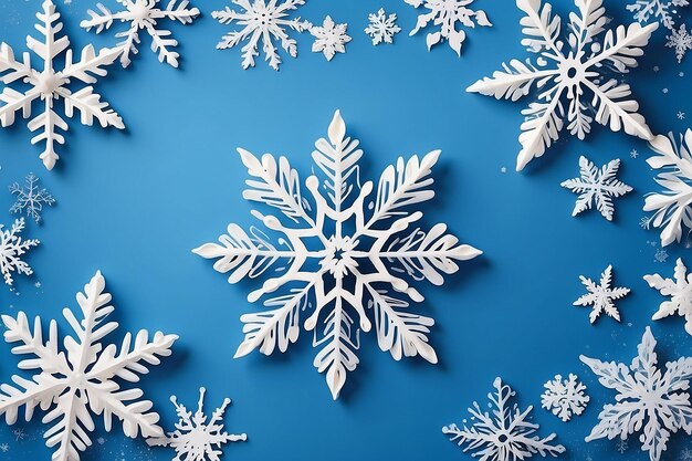 Blank card on blue snowflake background happy holidays