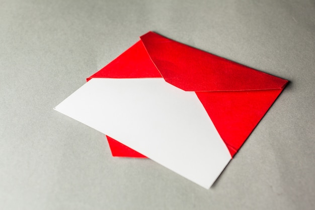 Blank card on red envelope