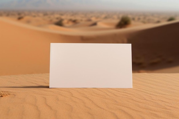 a blank card sitting in the middle of a desert