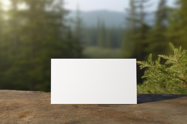 Photo a blank card sitting on top of a rock