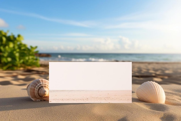 Foto una carta bianca seduta sulla cima di una spiaggia di sabbia