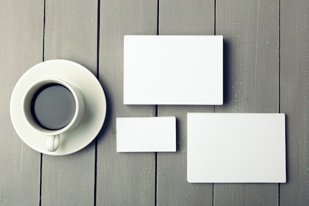 Photo blank card with coffee cup with space