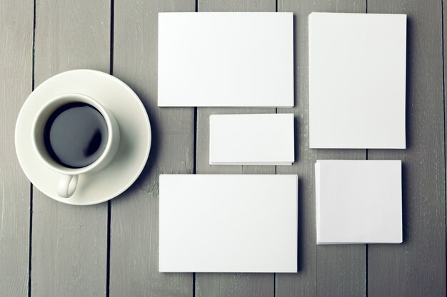 Blank card with coffee cup with space