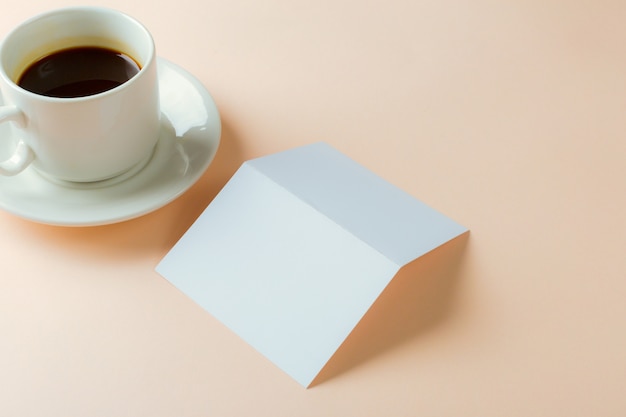 Blank card with coffee cup with space