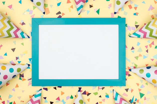 Blank card with colorful party items