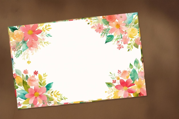 A blank card with flowers on it