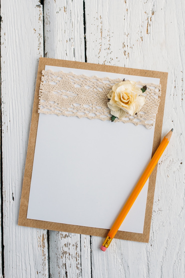 Photo blank cardboard card with flower