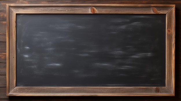 Photo blank chalkboard with wooden frame texture background