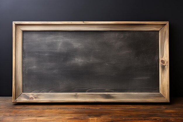 Blank chalkboard in wooden frame isolated on white background