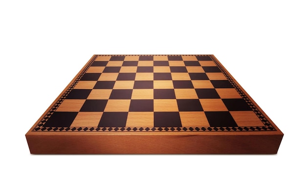 Photo blank chess board on white