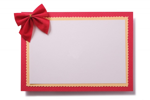 Blank Christmas card frame red bow