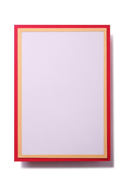 Photo blank christmas gift card red gold frame vertical