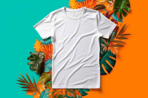 blank Chromatees tshirt mockup on colorful background