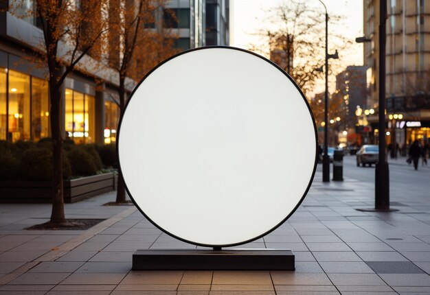 Photo blank circular street sign mockup urban branding at its best created with generative ai