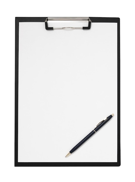 Photo blank clipboard with pen clipping path