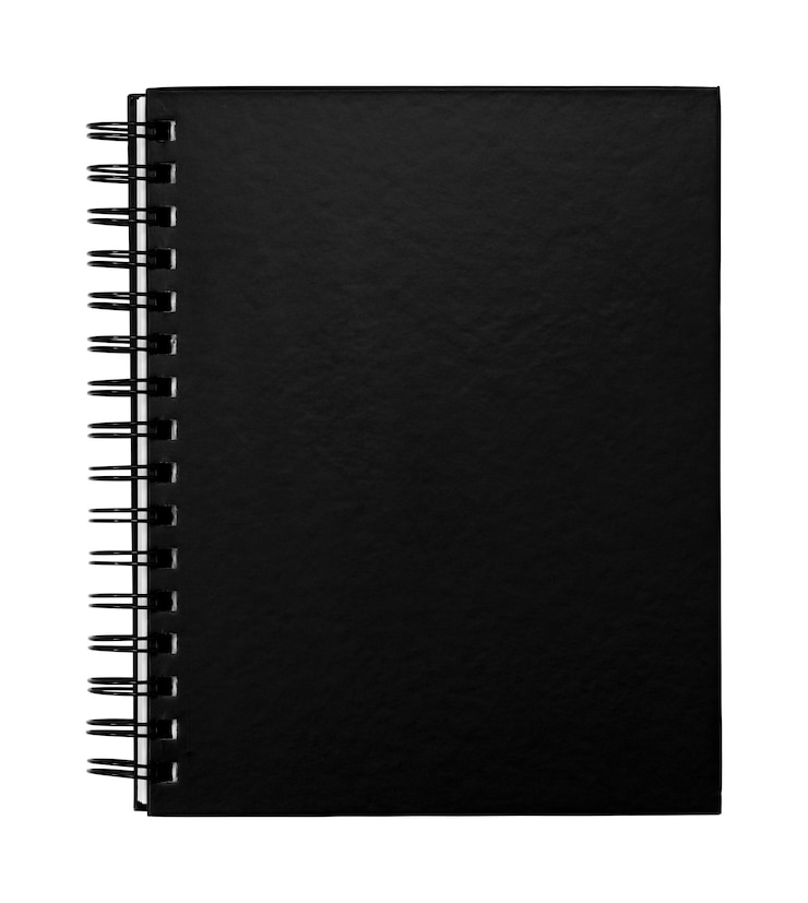 Photo blank closed notebook with black wire binding