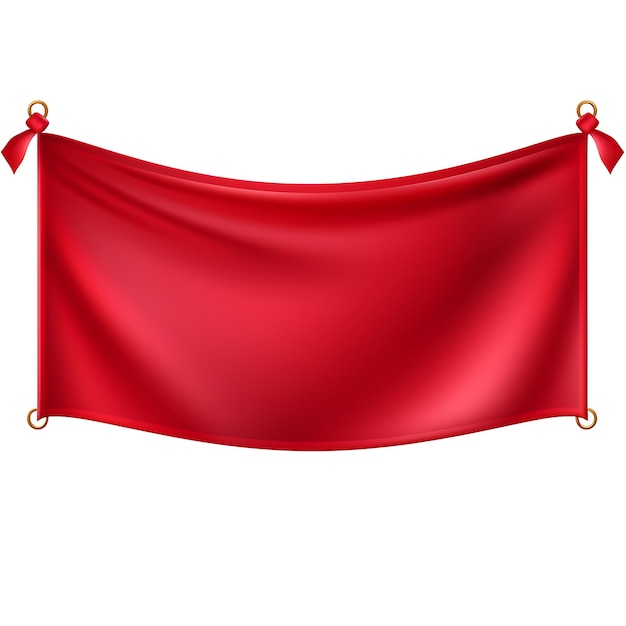 Blank cloth red banner with golden holder