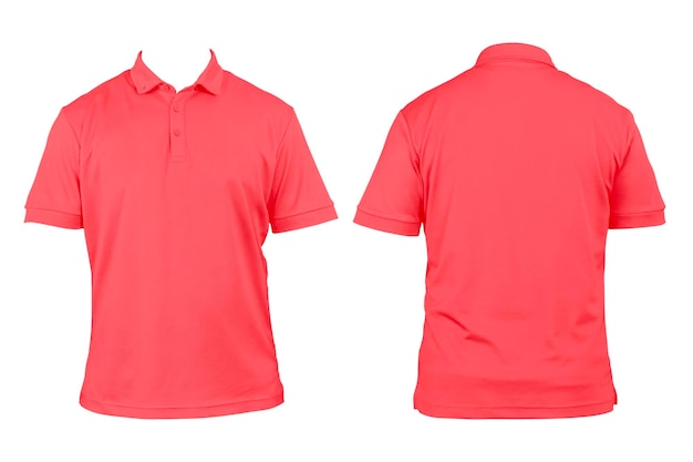 Photo blank clothing for design red polo shirt clothing on isolated white background front and back view isolated black plain tshirt mockup