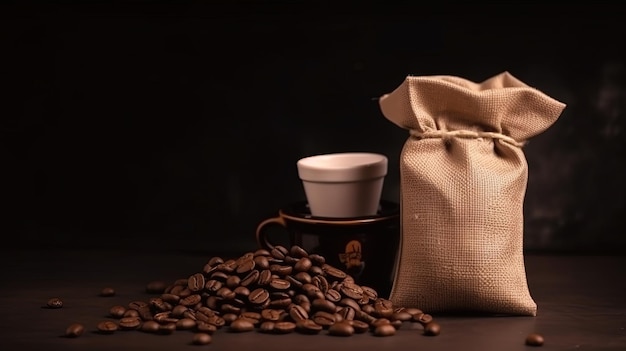 Blank Coffee Bag bruine Kraft papieren zak met koffiebonen