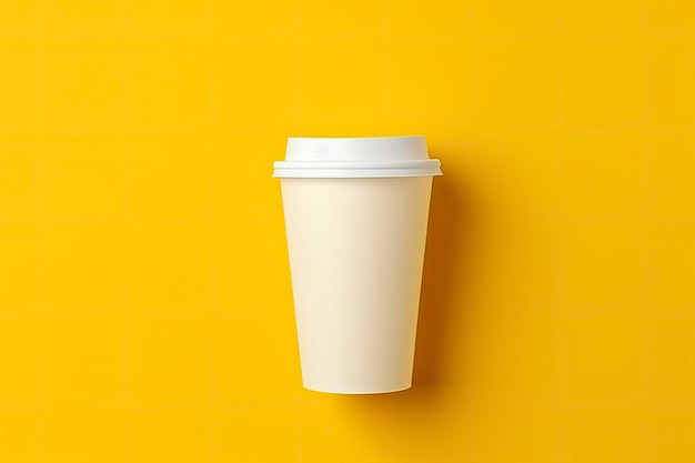 Blank coffee cup isolated on yellow background