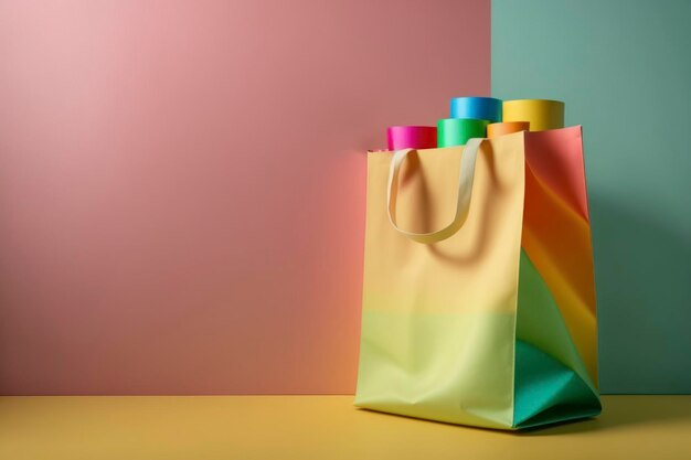 Blank colorful bag background copy space mockup