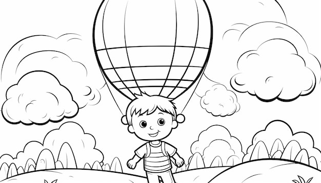 Photo blank coloring page with simple outlines for kids vector illustration on white paper easy deatils