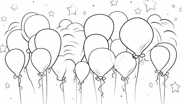 Blank coloring page with simple outlines for kids vector illustration on white paper Easy deatils