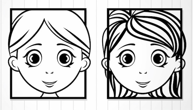 Blank coloring page with simple outlines for kids vector illustration on white paper Easy deatils