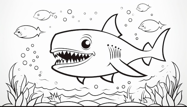 Blank coloring page with simple outlines for kids vector illustration on white paper Easy deatils