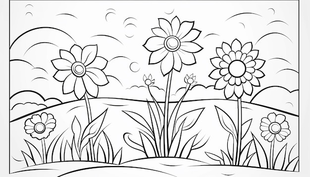 Blank coloring page with simple outlines for kids vector illustration on white paper Easy deatils