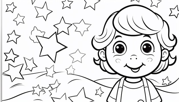 Premium AI Image  Blank coloring page with simple outlines for kids vector  illustration on white paper Easy deatils