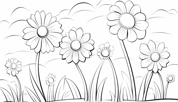 Blank coloring page with simple outlines for kids vector illustration on white paper Easy deatils