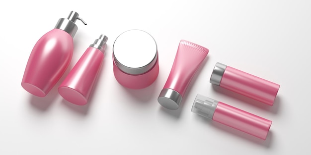 Blank cosmetics packages isolated on white background 3d illustration