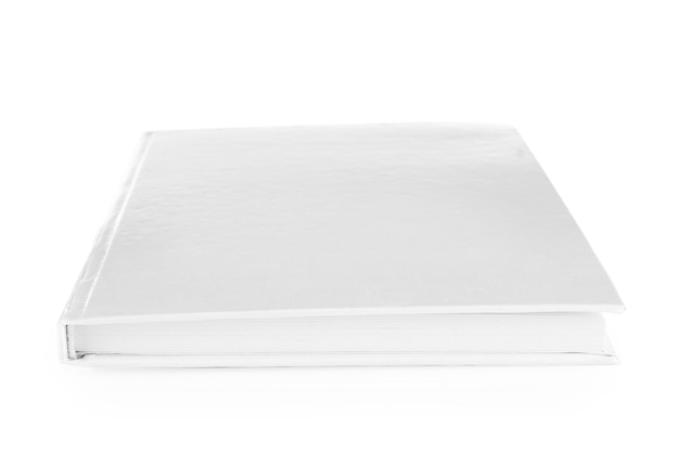 Blank cover of closed book on white background