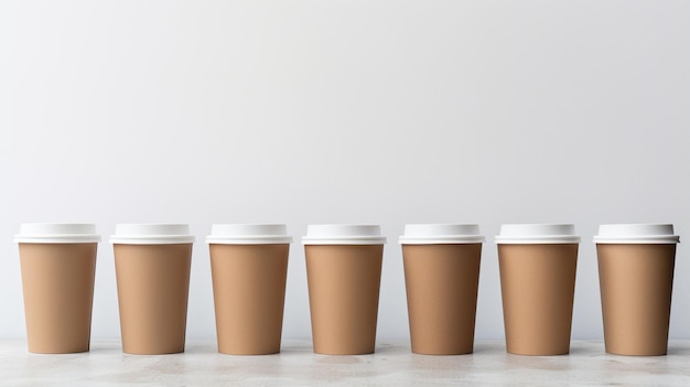 Blank craft coffee cups with white carrier