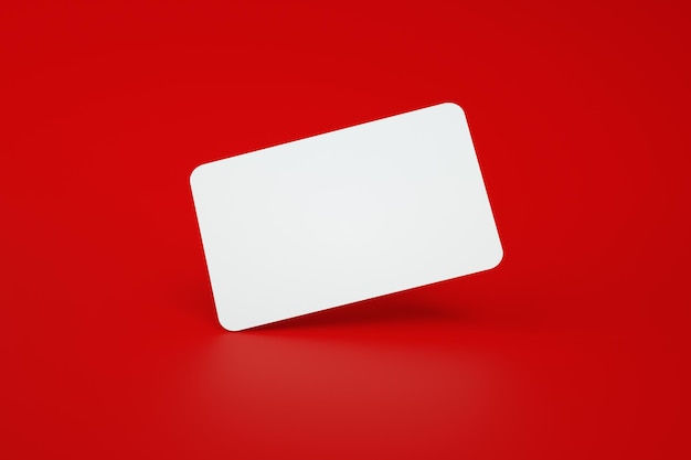 Photo blank credit card over red  background, 3d rendering,  mockup image