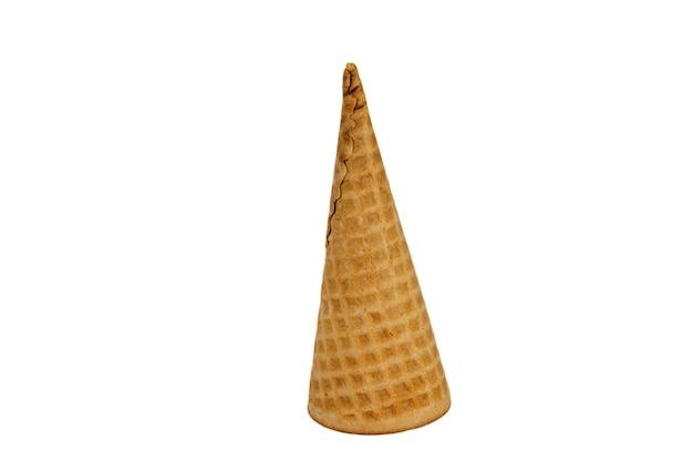 Blank crispy ice cream cone isolated on the white