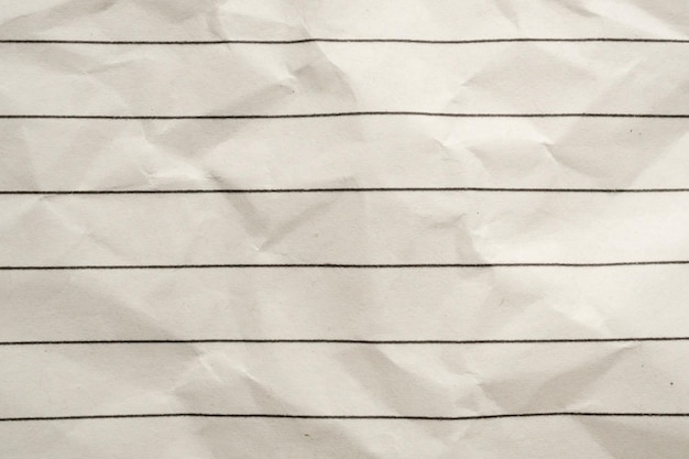 Blank crumpled lined notebook paper texture background