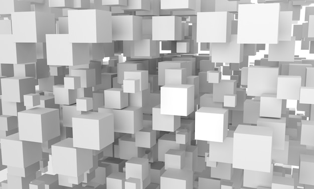 Blank cubes composition mockup. 3D rendering